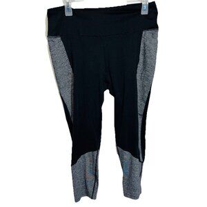 Zone Pro Leggings Capri Workout Black Grey Sz L